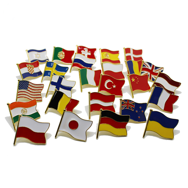 Metalowa, miękka emaliowana wpinka do klapy z flagą kraju