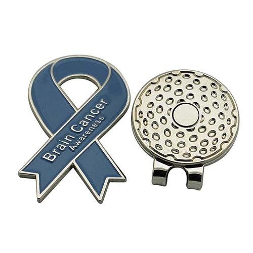 Niestandardowe logo Cancer Ribbon Miękki emaliowany klips do kapelusza golfowego